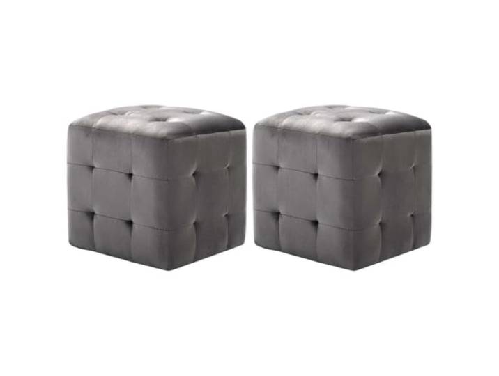 KDVXBCQJH Sitzpouf 2er Set Grau Samt Polsterhocker 30x30x30 cm Kompakte Beistellhocker für Wohnzimmer und Schminktisch bieten bequeme Entlastung der Beine nach langen Tagen.