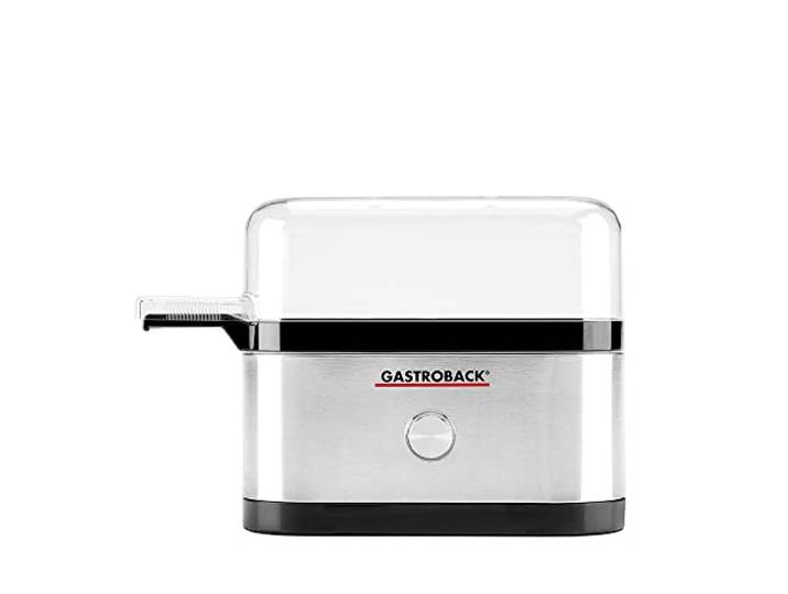 GASTROBACK Mini Eierkocher 3 Eier inkl. Eierpiekser Eierstecher - Egg Boiler / Egg Cooker - Eierhalter zum Kochen - Perfekt weich gekochte Frühstückseier - Egg Poacher für Pochierte Eier mit Eipick