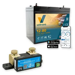 Voltrana Monitoring-Set 12,8V 80Ah Lithium LiFePO4 Batterie mit Victron SmartShunt 500A