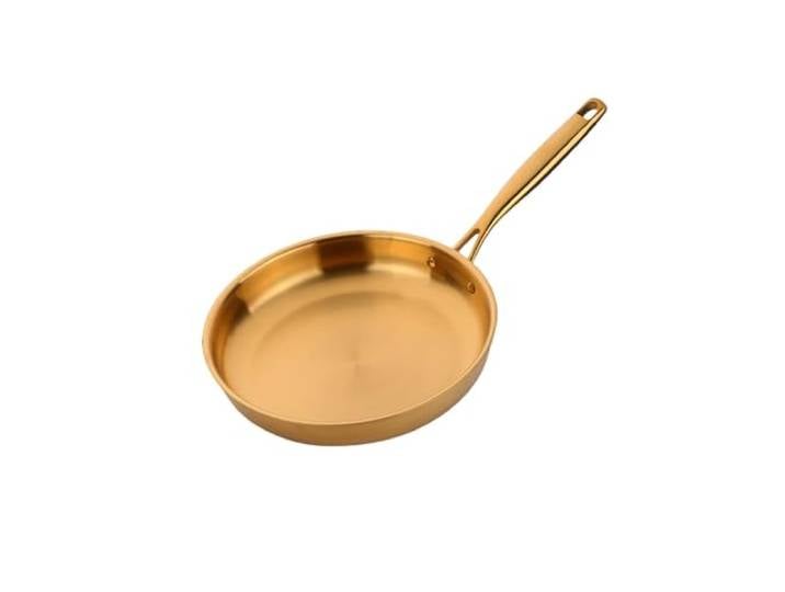 304 Edelstahl 28CM Bratpfanne Hochwertige Pfanne Gebratenes Steak Antihaft-Pfanne Allzweck-Induktionsherd Wok-Kochgeschirr,Gold