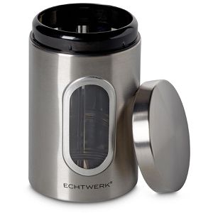 Echtwerk Vorratsdose Single, aus Metall, 1,4 Liter, mit Sichtfenster, silber, luftdicht