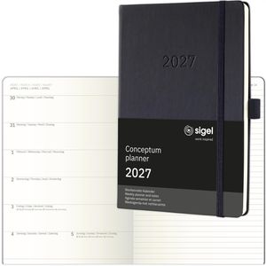 Sigel Buchkalender C2714, Conceptum, Jahr 2027, A5, Notizkalender, 1 Woche = 2 Seiten