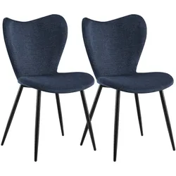 CLP 2er Set Esszimmerstuhl Maika Stoff   Farbe: blau, Material: Stoff