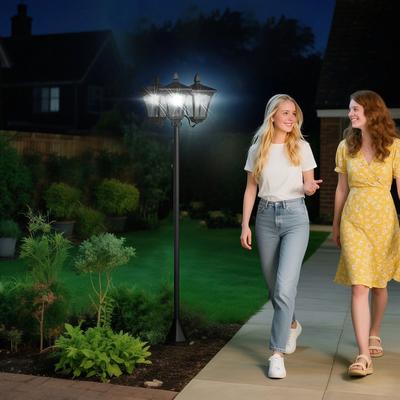 Drop Dash Deals Solar Outdoor Lamp Post With Triple Head Driveway Light All Weather Energy Saving Solar Outdoor Lamp Post With Triple Head Driveway Light All Weather Energy Saving