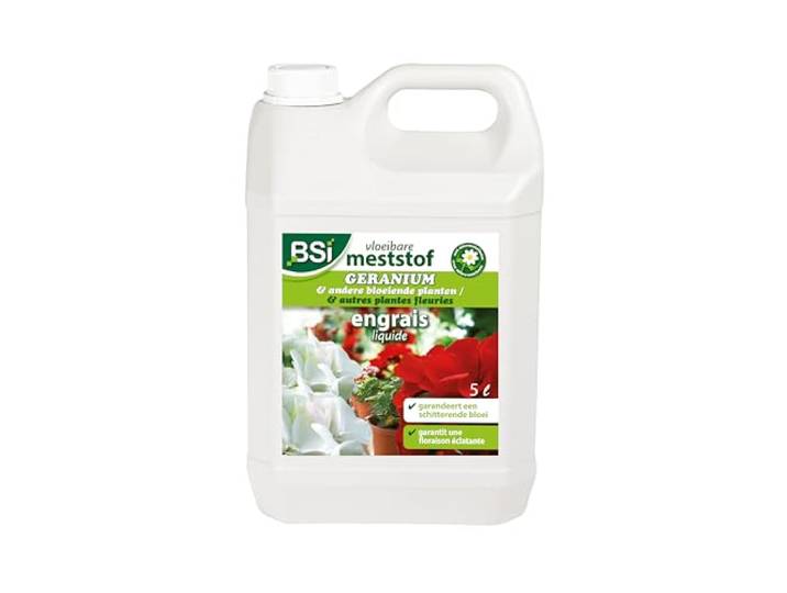 BSI - Engrais - Géranium - Minéral - Liquide - Pour Toutes Les Espèces - Avec Oligo-Eléments - Solubles Dans l'Eau - 5L\, Translucide