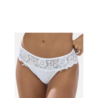 String LASCANA "Wanda Dessous", Damen, Gr. 44/46, weiß, Microtouch, Obermaterial: 80% Polyamid, 12% Polyester, 8% Elasthan, Unterhosen String, mit Stickerei Spitze in blumiger Optik, als Dessous-Set kombinierbar