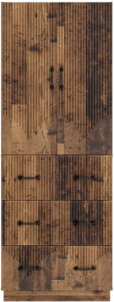 Inbox Zero Cabinet Set 2 Pcs Engineered Wood Storage Modular Home Unit Compact Old Wood 87cm H X 66cm W X 34.5cm D