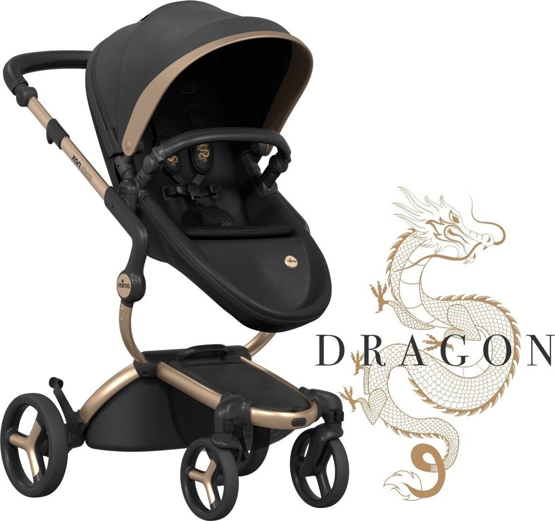 Mima Xari Max Kinderwagen Limited Edition Dragon Schwarz/Gold mit Sportsitz ab 6 Monaten