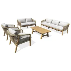 DCB Garden, Gartenlounge, Serena Gartenlounge-Set – Akazienholz – 7 Sitze