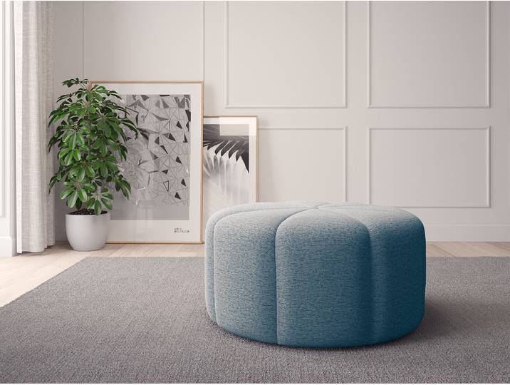 Pouf FORA 80cm Blau Webstoff Saia: Denim