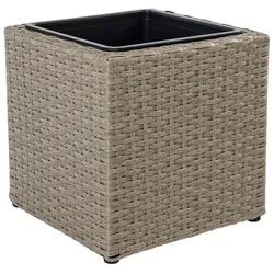 HC Garten & Freizeit Quadratischer Blumentopf in Rattan-Optik aus Stahl - Braun