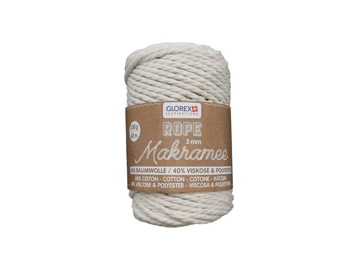 Glorex Makramee Rope Creme 3 mm 250 g