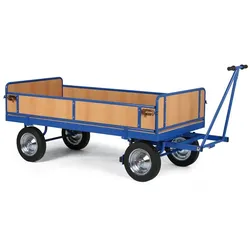 Plattformwagen mit Deichsel, Bordwände, 1000x2000 mm, 600 kg, Lufträder