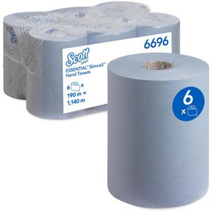 Scott Handtuchrollen Essential Slimroll 6696, 1-lagig, blau, 19,8cm x 190m, 6 Rollen