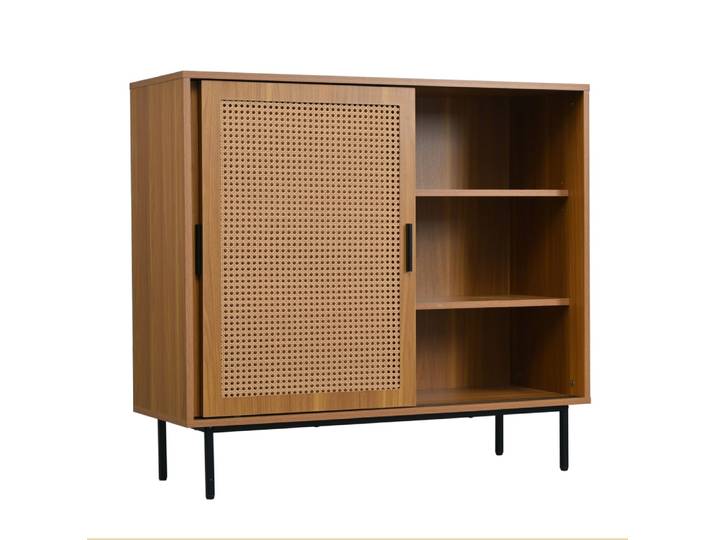Buffet en panneau de particules noyer 100x90x37 cm