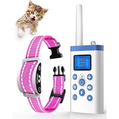 Katzen-Schockhalsband mit Fernbedienung, Hunde-Schockhalsband, Katzen-Trainingshalsband für Katzen, die das Miauen stoppen, Katzen-Miau-Halsband mit 2 Modi, Ferntraining und automatischem Anti-Miauen,