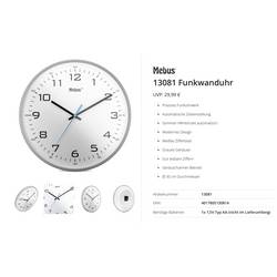 Mebus 13081 Funk Funkuhr 30 cm Grau Leisegang-Uhrwerk