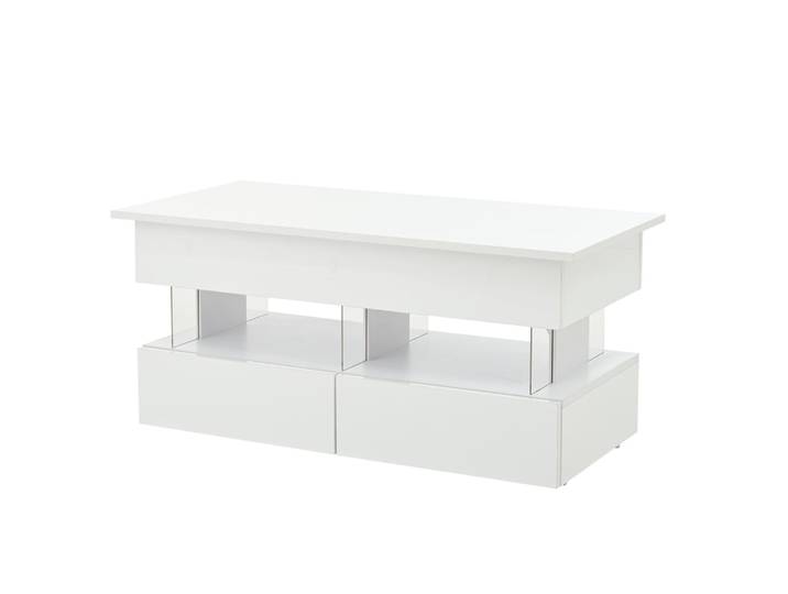 Table basse relevable blanche en panneau de particules