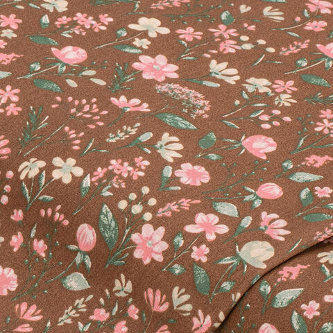 Baumwollstoff Blütenpracht "Mona", dunkelbraun-color