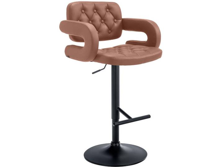 CLP Barhocker Lederlook cognac, Cognac, Metall, 62x103x55 cm, Esszimmer, Barmöbel, Barhocker
