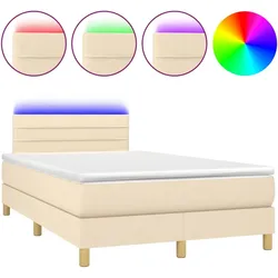 vidaXL Boxspringbett mit Matratze & LED Creme 120x200 cm Stoff