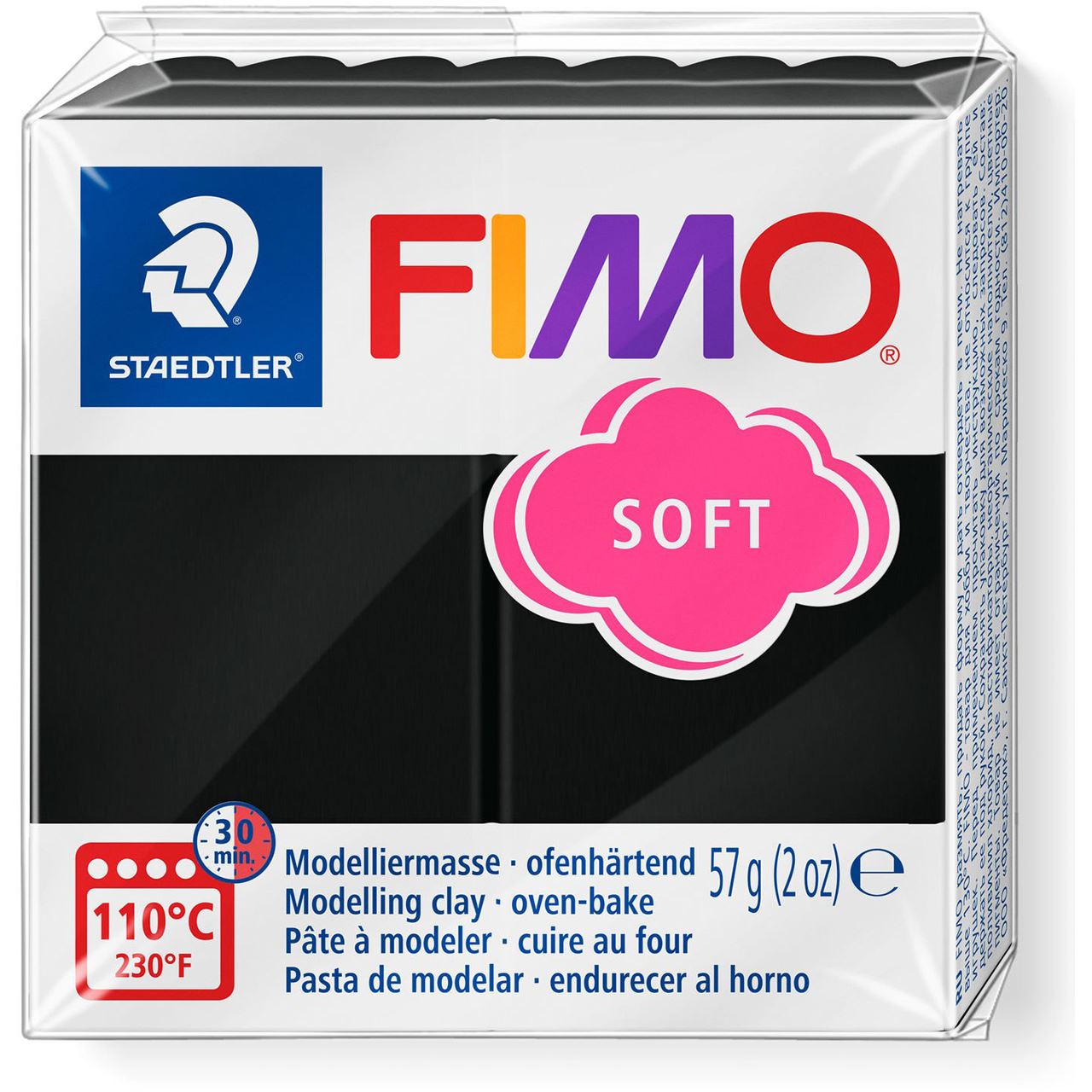FIMO SOFT Modelliermasse, ofenhärtend, schwarz, 57 g