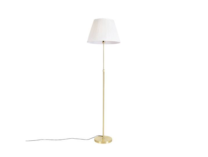 Lampadaire or/laiton avec abat-jour plissé crème 45 cm - Parte