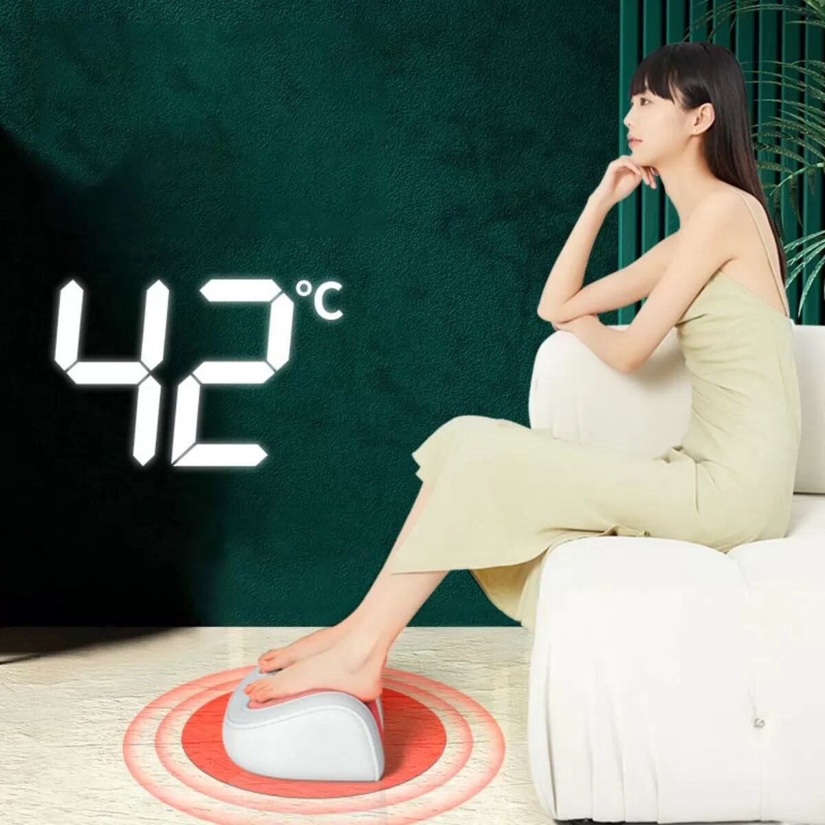 INF Masseur de pieds intelligent avec massage profond 4D et thermothérapie à double fréquence Vert