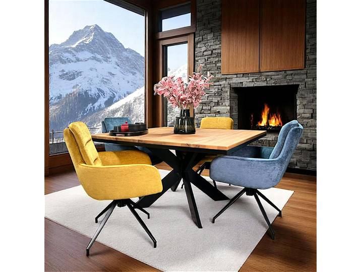 Table carrée extensible en chêne, pied métal PALERME - Chêne huilé