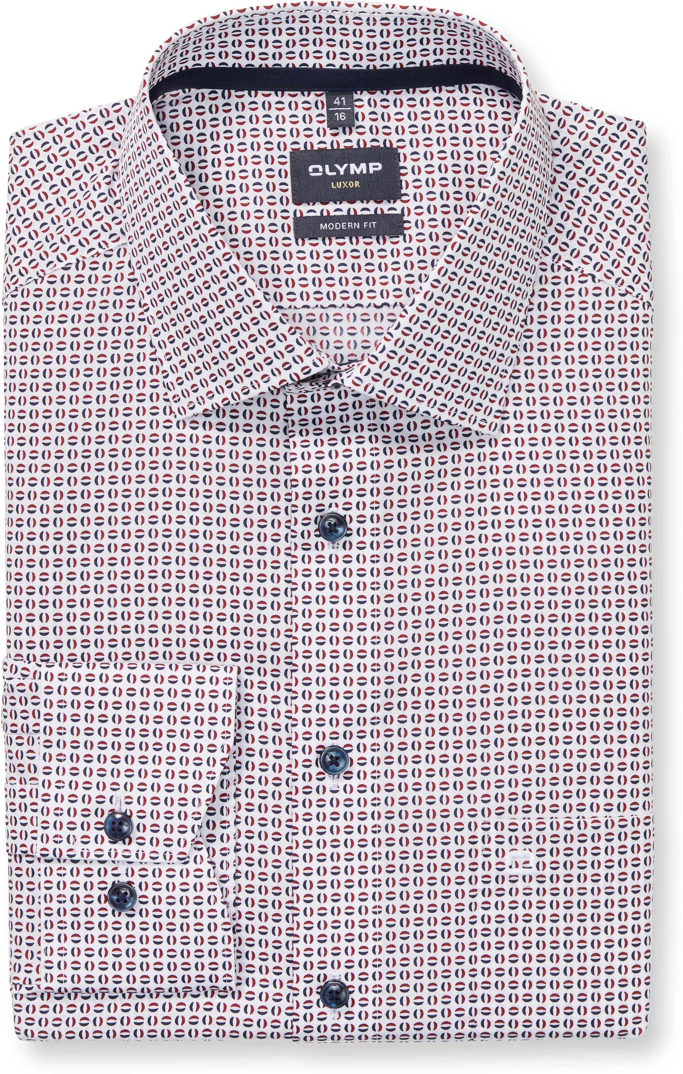 Langarmhemd OLYMP "Luxor modern fit", Herren, Gr. 43, N-Gr, weiss (chianti), Web, Obermaterial: 100% Baumwolle, 2-Knopf-Manschette, Hemden Langarmhemd, New-Kentkragen, Businesshemd chianti 43, N-Gr