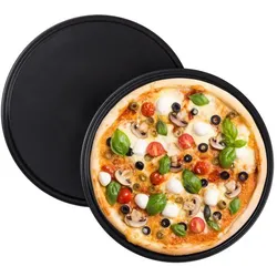 Relaxdays 4 x Pizzablech rund Schwarz