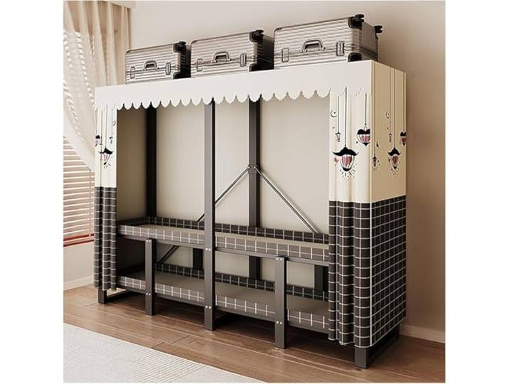 MmcdylyhEU Robuster, tragbarer Kleiderschrank mit Abdeckung – L-hängender Kleiderständer, Faltbarer Kleider-Organizer for Schlafzimmer(Grey3,88cm/34.6inch)