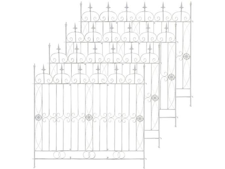 CLP 4er Set Gartenzäune Mangold Steckzaun Landhausstil Rankzaun Garten Terrasse Farbe antik weiß