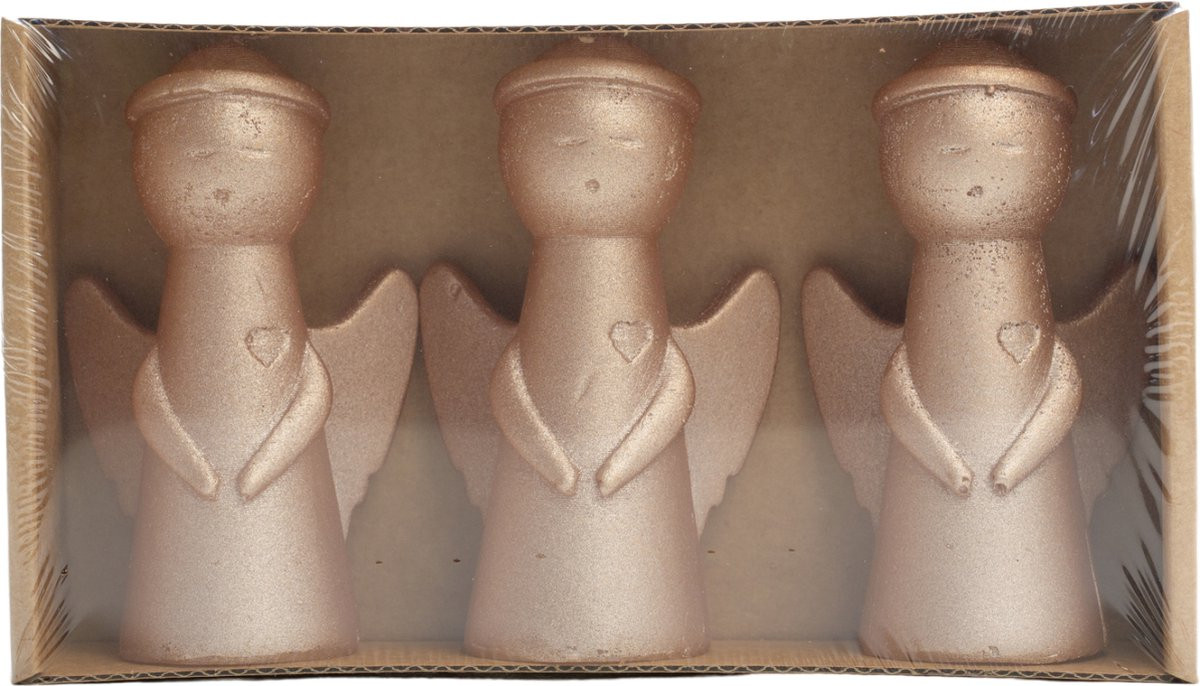 Rustik Lys Kleine figuurkaars Engel Set van 3 Rose Gold