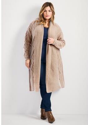 Plus Size Women's Paris Longline Cable Cardi by Avenue in Oatmeal (Size 26/28)