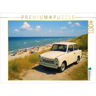 CALVENDO Puzzle Nach vielen Stunden Fahrt an der Ostsee - Trabant 601 | 1000 Teile Lege-Größe 64x48cm Foto-Puzzle für glückliche Stunden