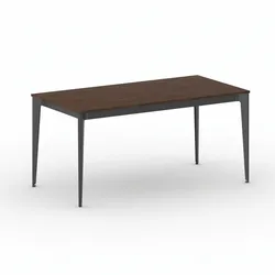 Bürotisch PRIMO ACTION 160x80 cm, schwarzes Metallgestell, Nussbaum