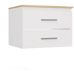 Waschtischunterschrank NEL 60 Badezimmer WEISS / EICHE ARTISAN hängend 2 Schubladen