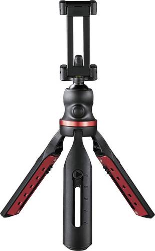 Hama Solid Tischstativ 1/4 Zoll Arbeitshöhe=16 - 19cm Schwarz Kugelkopf, Wasserwaage, inkl. Smartphonehalter