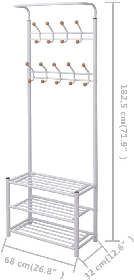 vidaXL Porte-manteau avec rangement de chaussures 68x32x182,5cm Blanc