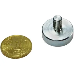 13 Neodym-Topfmagnete mit Gewinde 20 mm | M6x10 mm, Neodym, Stahl, silber