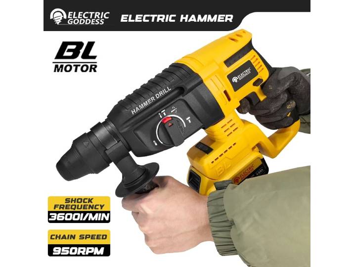 Marteau électrique sans balais de 26mm, perceuse à percussion rotative multifonction sans fil, quatre Modes, perceuse à percussion pour Dewalt, broche de batterie 20v