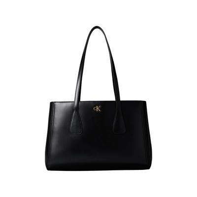 Tragetasche CALVIN KLEIN "CK MEDIUM WORK TOTE", Damen, Gr. B/H/T: 36cm x 23cm x 15cm, schwarz, Lederimitat, unifarben, Taschen, Tragetasche, Schultertasche mit Reißverschluss-Innenfach