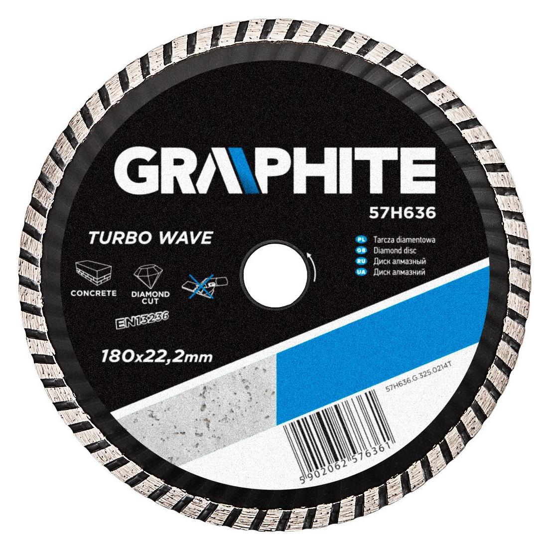 Graphite Graphit-Diamantscheibe 180x22,2 mm Turbowelle - 57H636 (57H636)