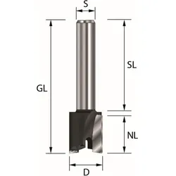 ENT Planfräser HW D 19 mm NL 12 mm GL 48 mm S8x32mm