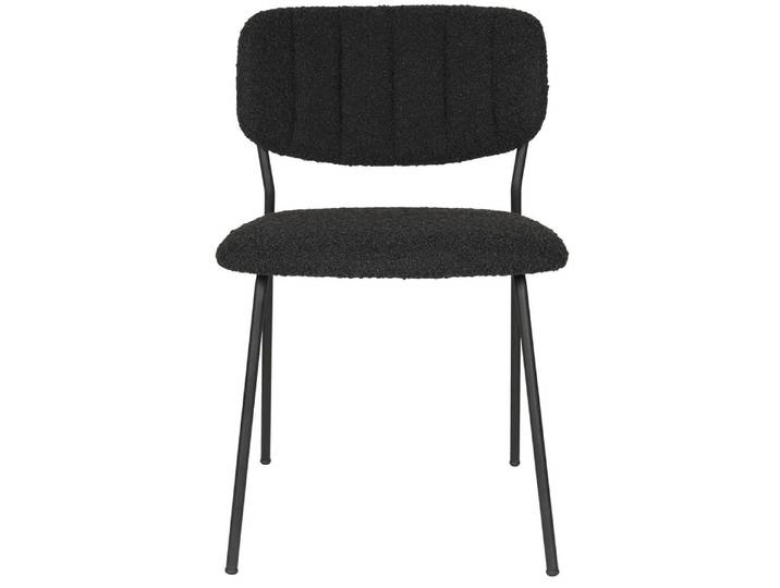 Esszimmerstuhl Jolien 2er-Set – aus Bouclé - Schwarz - Luxusbetten24