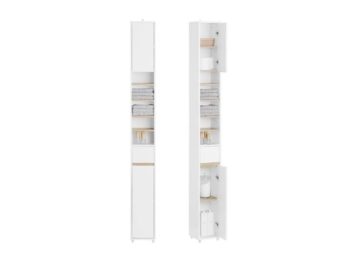 HOCHSCHRANK schmal Badschrank Weiß-Natur 20x20x180 cm