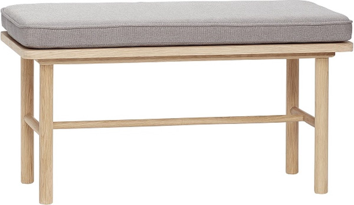 HÜBSCH INTERIOR Bankje van natuurlijk eiken met lichtgrijze zitting, B: 85 cm, D: 40 cm, H: 45 cm