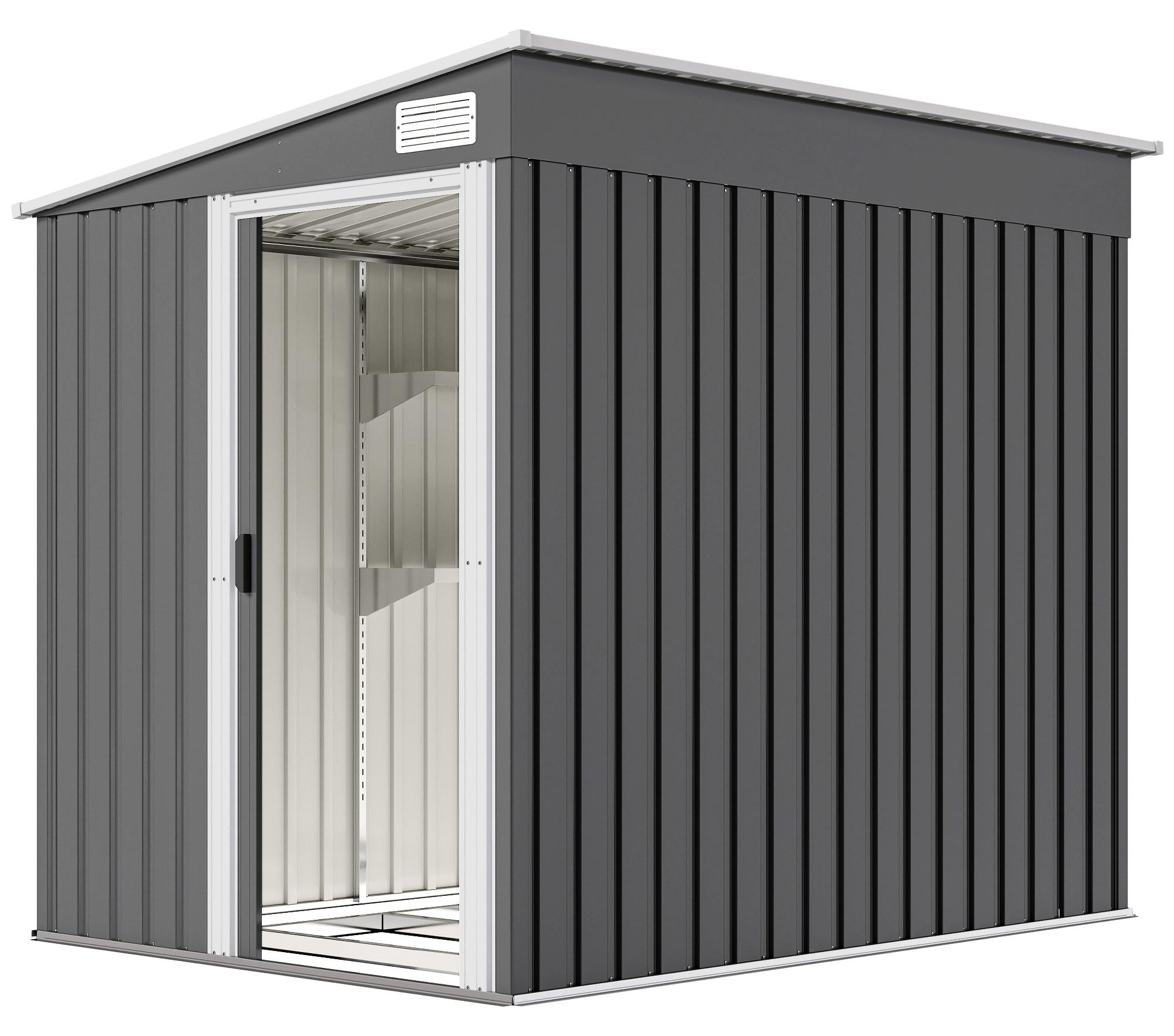 Metall Ger?tehaus 2,81m2 154x206,5x181 cm Ger?teschuppen mit Pultdach Fundament