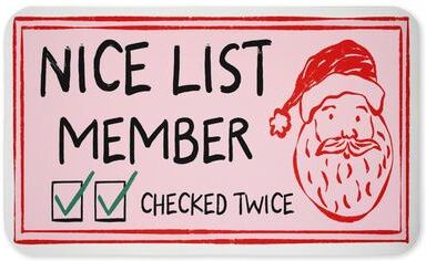 "Stupell Pink Nice List Ticket Printed Anti-Fatigue Floor Mat, design by JJ Design House LLC, 30""x18"""